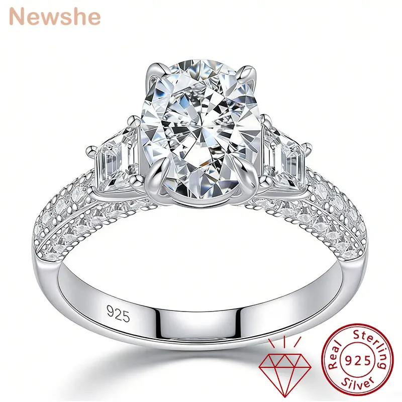 

Newshe GRA Certified Moissanite Engagement Rings for Women 2.0 CT Oval Cut Solid 925 Sterling Silver Wedding Ring Fine Jewelry