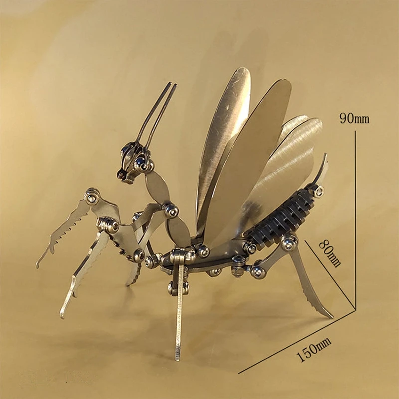 Steampunk Mantis modello di assemblaggio in metallo artigianato in acciaio inossidabile ornamento per insetti