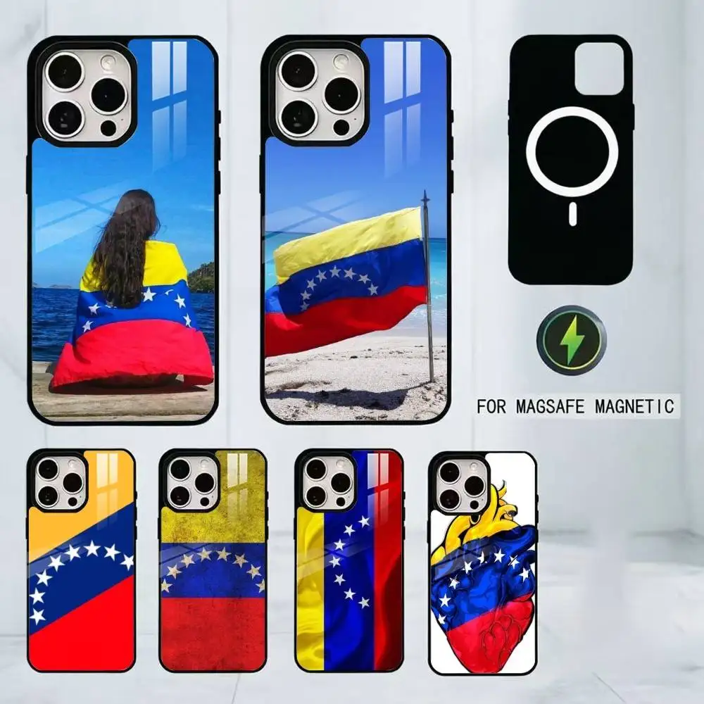 

Venezuelan Flag M-Map Phone Case For iPhone17,16,15,14,13,12,11 Plus,Pro Magnetic with Magsafe Wireless Charging