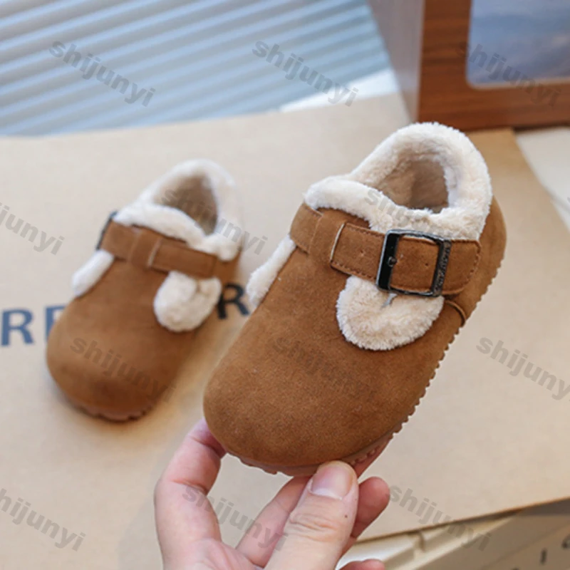 Kinder-Baumwollschuhe für den Winter, rutschfest, Freizeit, bequem, flach, warm, für Jungen und Mädchen, lässige Slipper, leichter Schuh mit weicher Sohle