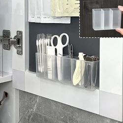 Punching Free Wall Mounted 3Grids Storage Box Eyebrow Clip Scissors Eyebrow Pencil Brush Lipstick Small Items Organizer Storage