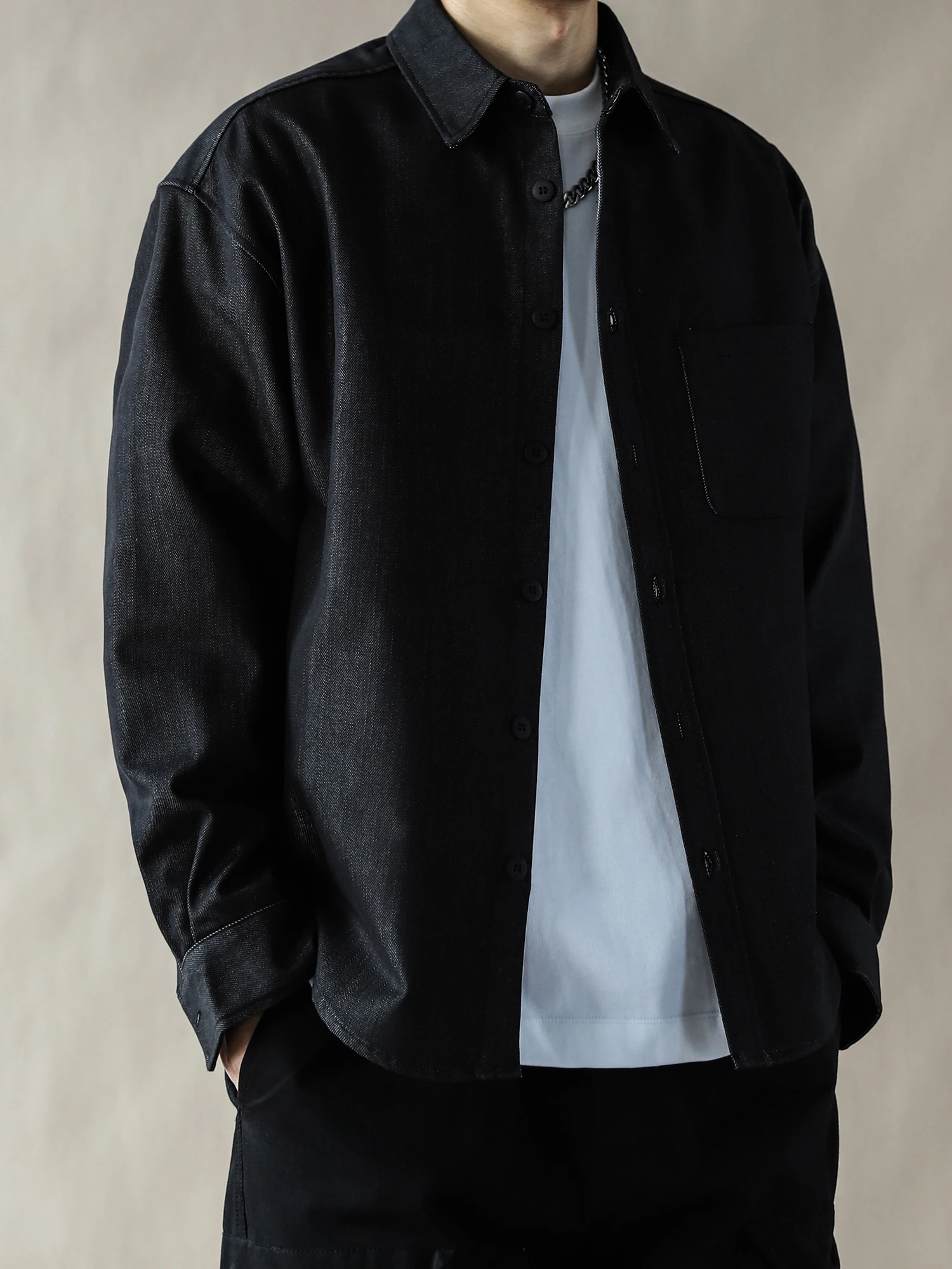 

Повседневная свободная рубашка с длинным рукавом для мужчин, универсальная простая рабочая рубашка из комфортной смеси хлопка и полиэстера