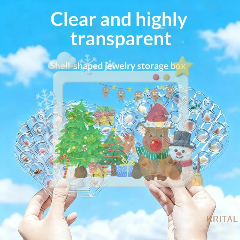 

Набор из 1 прозрачного акрилового шкафа-витрины в форме морской ракушки, мини-бокс для хранения пляжных камней, декоративная рамка для хранения