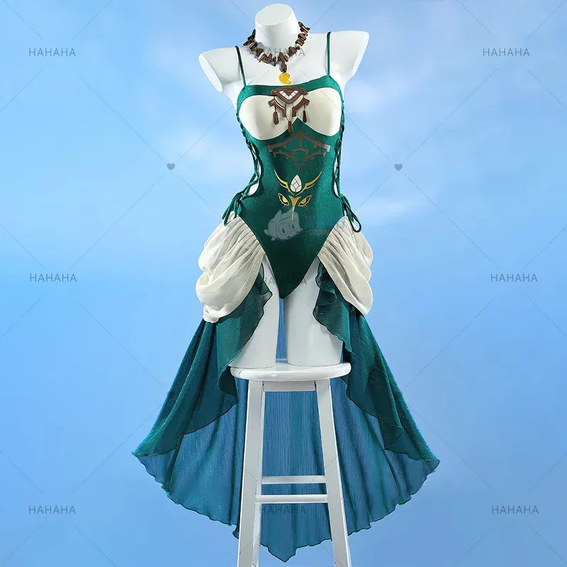 DY20Game Princess Zelda Cosplay Costume  Zelda Swimwear Summer Swimsuit Green  Bikini Jumpsuits For Pool party Hallowmas Comicon