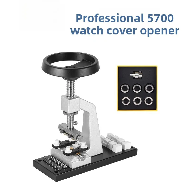 Bench Watch Case Opener,Watch Case Opener, 5700 Bench Wristwatch Back Opener with 6 Dies Accessories Watchmaker Repair For Watch
