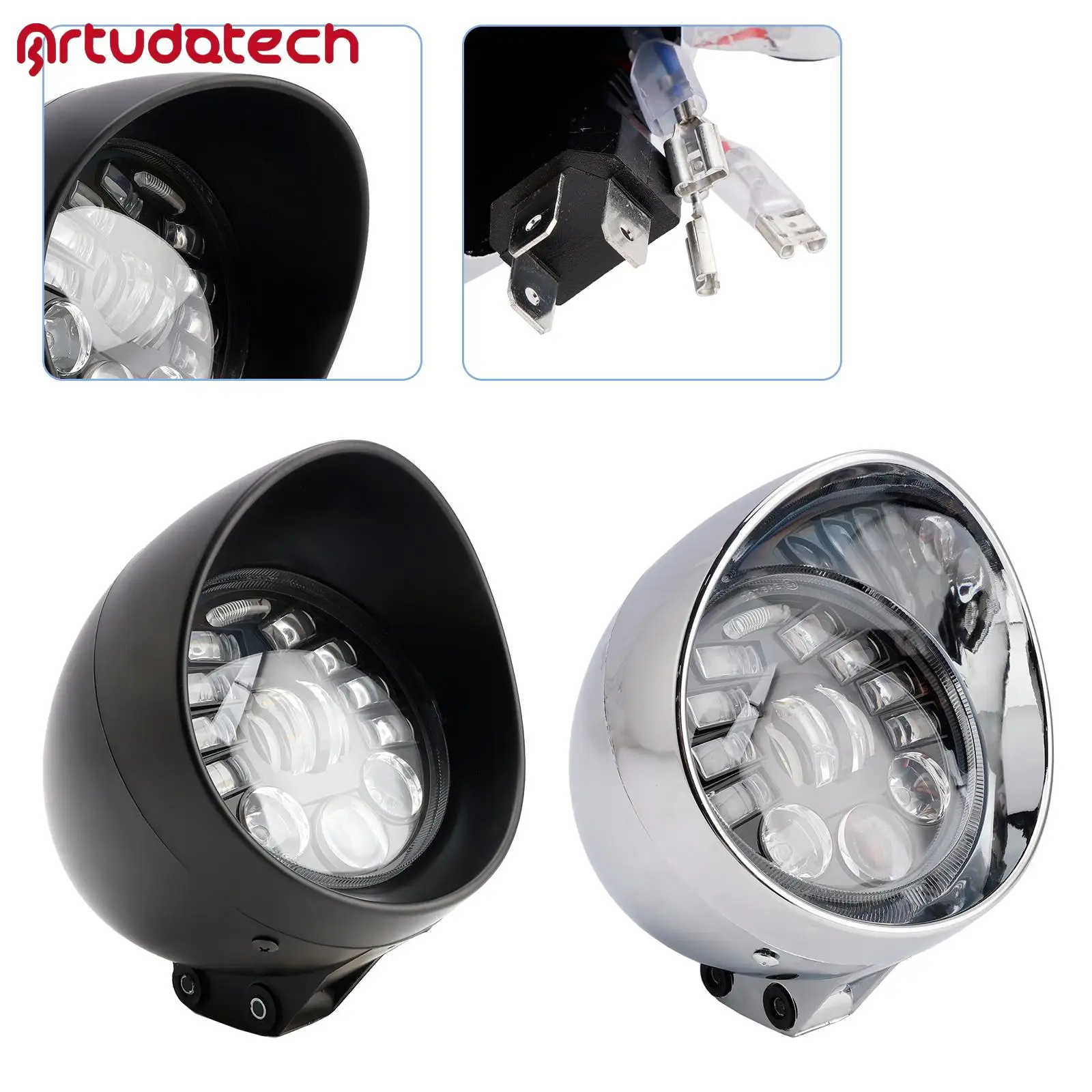 

5.75" Headlight Lamp Spotlight Universal Multifunctional Fits for Motorcycle Chrome