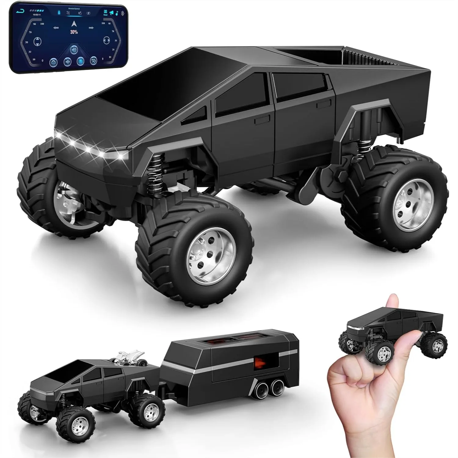

Миниатюрный радиоуправляемый грузовик в масштабе 1:64, внедорожник с дистанционным управлением 2,4 ГГц и управлением через приложение, регулируемая скорость и управление рулевым механизмом для детей и взрослых