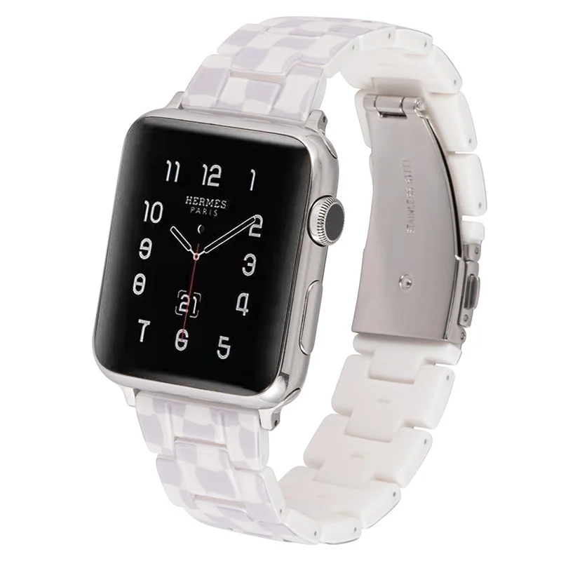 Resin Watch Band for Apple Watch Applewatch 76543/se Generation New Fashion Plaid Watch strap 40 41 44 45 49 38mm