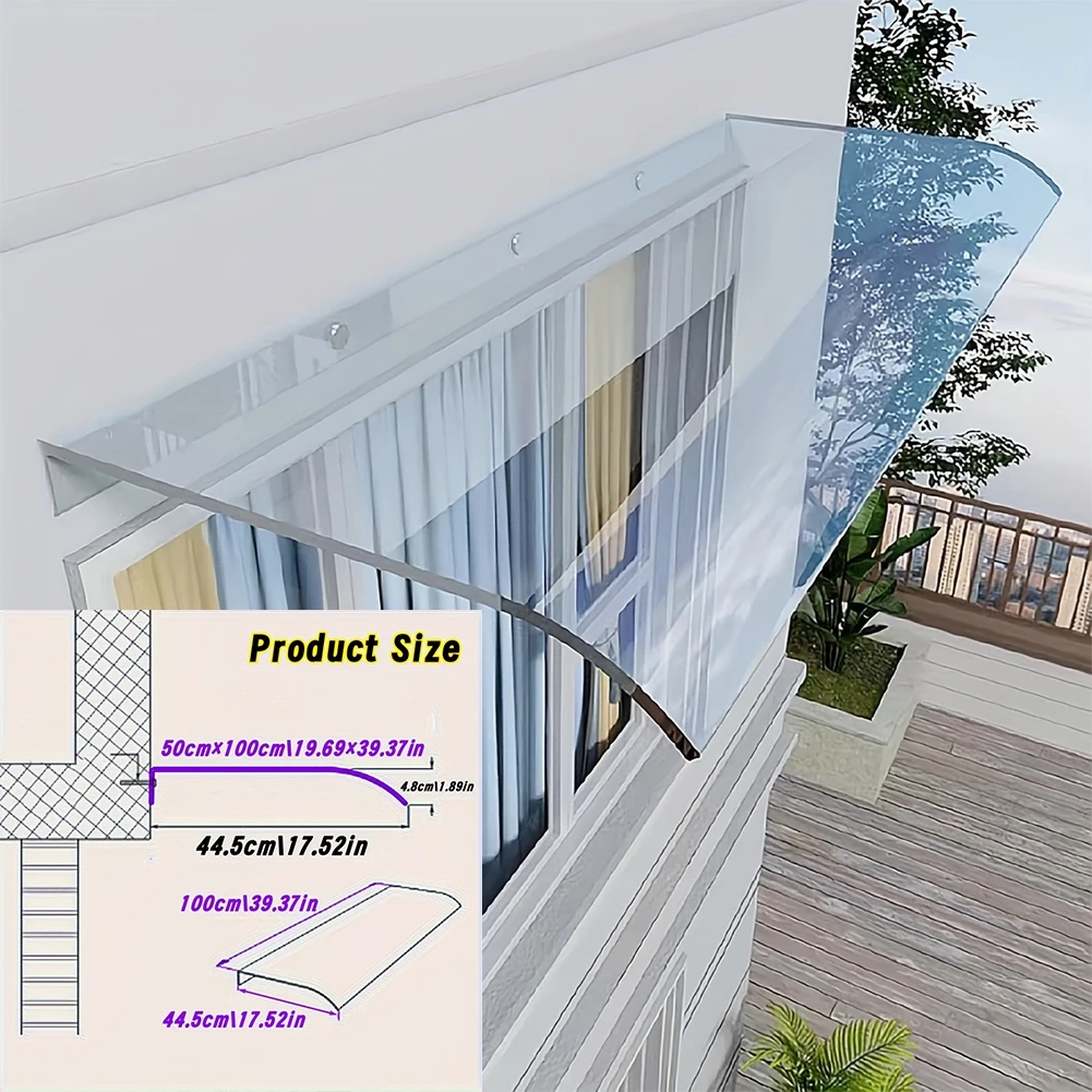 

Window Door Wall Canop UV Rain Protection Awning Canopy Clear Cover Awning Window Awning Canopy for Front Door/Porch Patio Roof