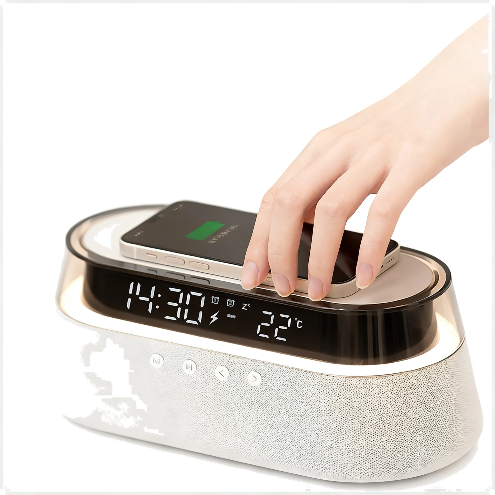 Energetic Wireless Charger Clock Radios With Bright LED Display And Connectivity Through Smart