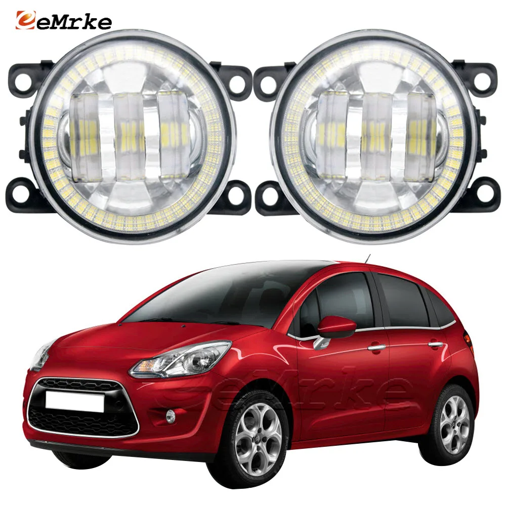 

Upgrade Led Fog Lights Assembly for Citroen C3 SC II Mk2 2009-2016 Angel Eyes DRL Aperture Halo Daylight Car Accessories PSX24W