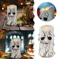 Lâmpada de velas sem chama Halloween, Velas elétricas, Halloween, Padrão do tema, Castiçais LED, Velas elétricas