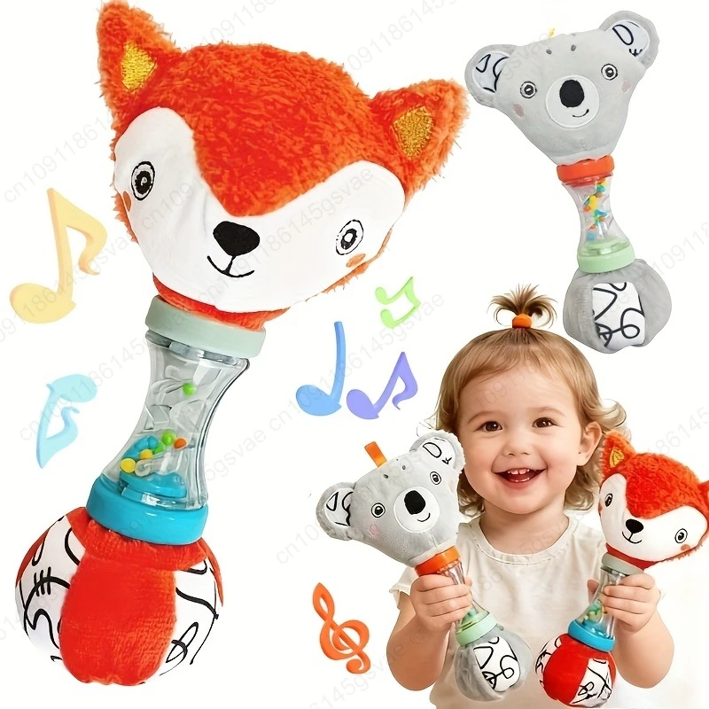 babyrammelaarspeelgoed - Ontwerp met vos- en koala-patronen, zachte pastelkleuren voor ontwikkeling van zintuiglijke spel- en motorische vaardigheden voor peuters