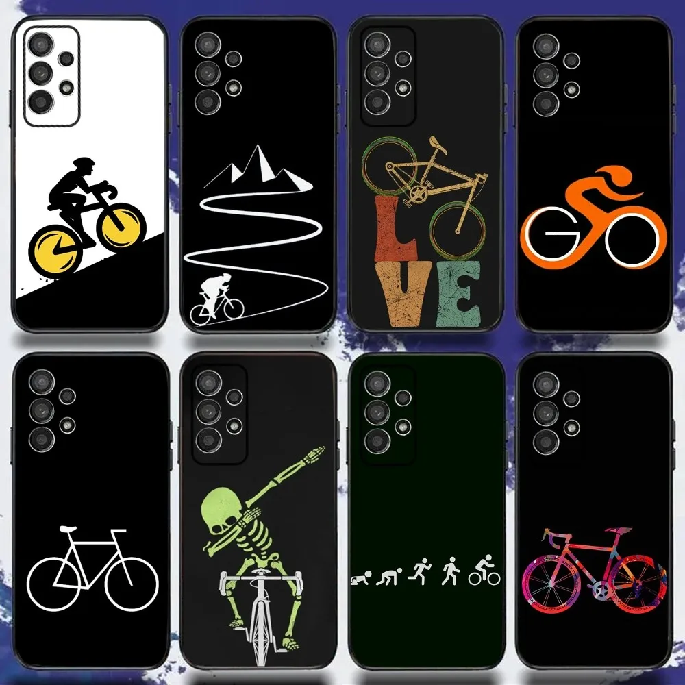 Road Bike Cyclist Cycling Phone Case For Samsung S24,S21,S22,S23,S30,Ultra,S20,Plus,Fe,Lite,Note,10,9,5G Black Soft Cover