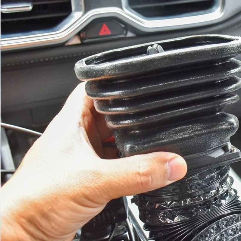 E7CD Flexible Car Outlet Extension Duct with USB Fan Backseat Airs Vents Hose