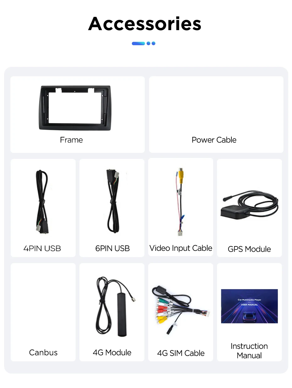 Junsun Android Auto Autoradio für Fiat Stilo 2001 2002 2003 2004 2005 2006 2007-2010 Multimedia Wireless Apple CarPlay Smart Intelligent Systems IPS Touchscreen Stereo Video Player 2 Din Autoradio Head Unit Navigation BT GPS 4G WIFI FM AM DSP RDS SWC – Detail 19