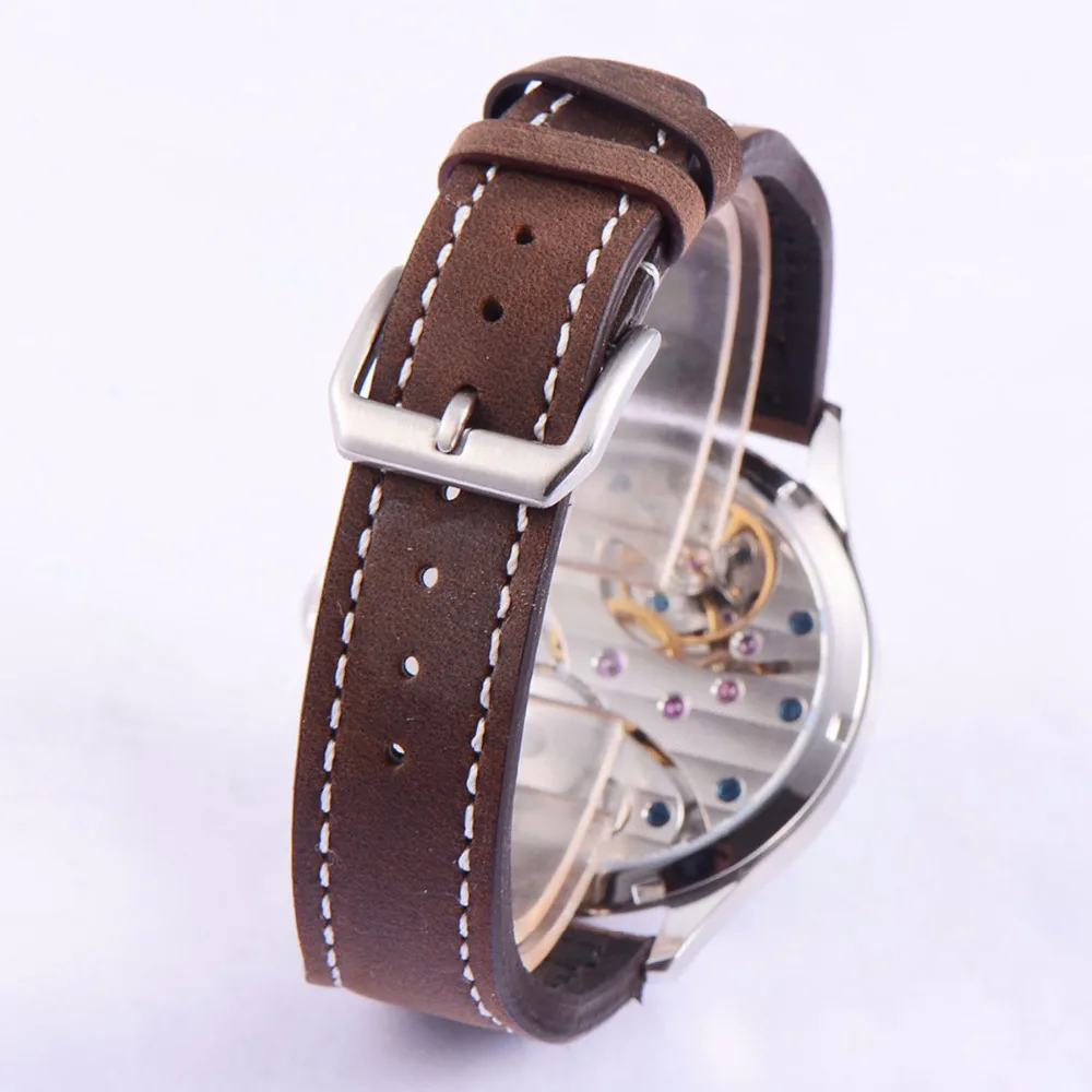 42mm Men\'s Watch ST36 Manual Winding Movement Stainless Steel Case Luminous Sapphire Glass