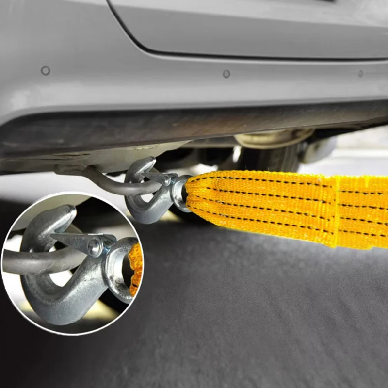 Versatile Yellow Car Nylon Tow Rope Secure All-purpose Thickened Car Motorbike Cycle Outdoor Emergency Tie-down Straps Auto Tool