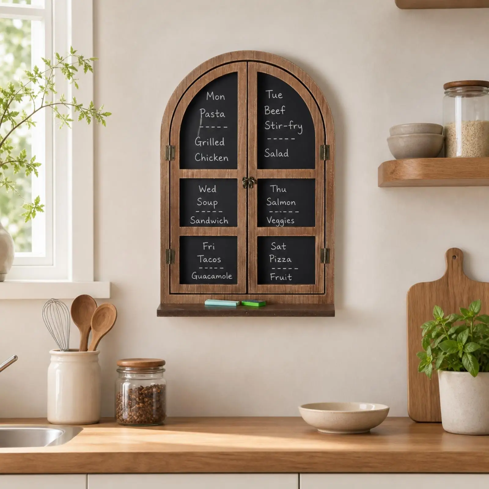 Vintage Style Hinged Window Chalkboard Sign for Coffee Shop Menu Display