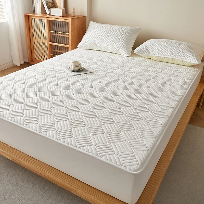 

1pc New Quilted Fitted Sheet (Pillowcase Not Included) Regular Washable Mattress Cover Queen Size King Size Mattress Protector