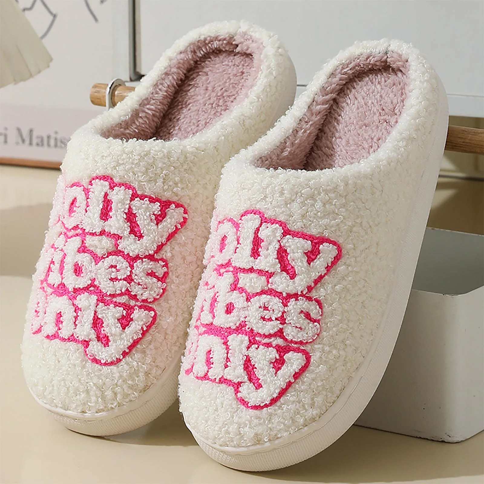 Winter Letter Embroidered Slippers For Women 2025 Couple's Indoor Non-slip House Slides Men And Women Toe Wrap Home Cotton Shoes