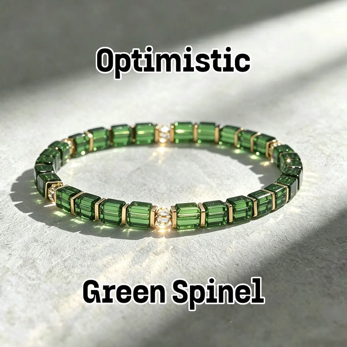 1pc Minimally styled green spinel bead bracelet, symbolizing happiness and vitality, perfect as a gift for both men and women