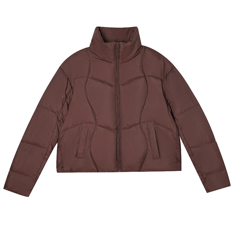 Fashion New Short Parka Coat 2025 Winter Cotton Padded Jackets Stand Collar Long Sleeve Thick Bread Clothes Solid Casual Outwear