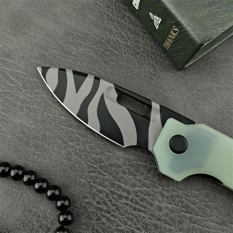 Small tadpole portable D2 steel G10 handle folding knife household fishing survival pocket tool knife