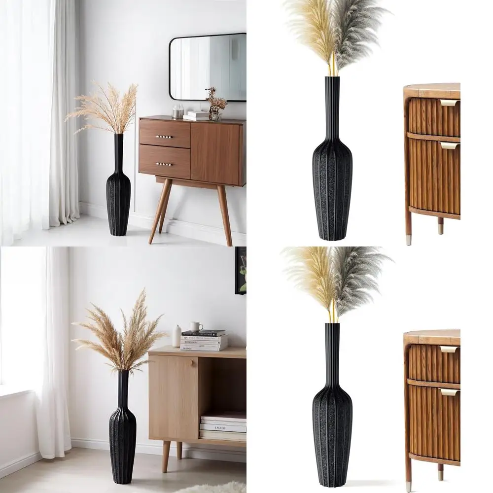 

Elegant Tall Black Floor Vase - 23.62 Decorative Resin Vase for Dried Flowers and Home Accents