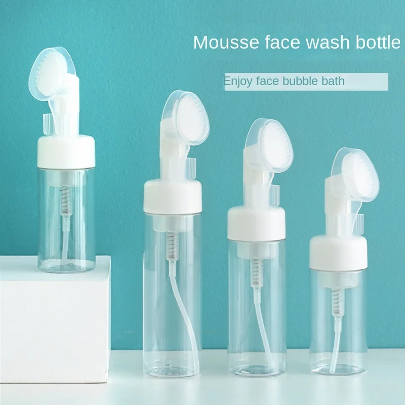 Soap Foaming Bottle Facial Cleanser Foam Maker Bottle with Silicone Clean Brush Portable Facewashing Mousse Foam Bottles