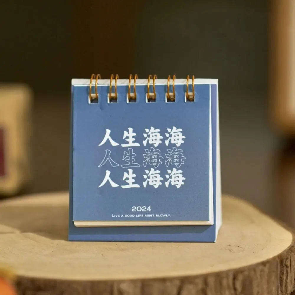 Mini Inspirational Text Calendar Portable Save Space Ins Cartoon Coil Notepad Design letterario Mini Desk Calendar Desk