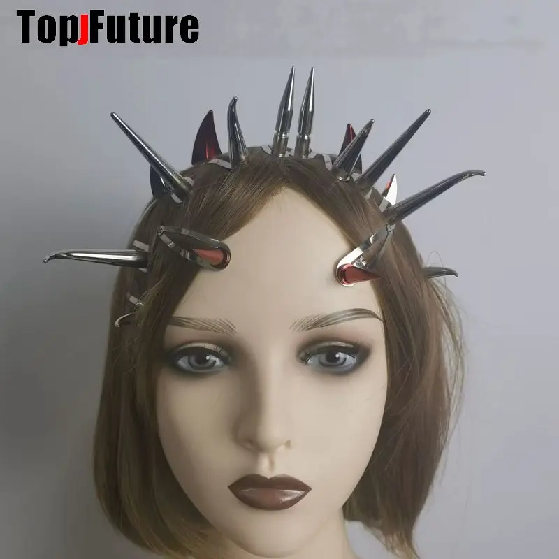 Women Men Harajuku Gothic Punk Y2K Lolita Spikes rivet hairpin Demon Horn hairclip Batterttes Girl spike steampunk Hairpins Gift