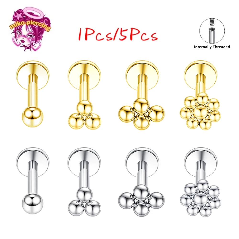 1/5 Stück F136 Titan 16G Mini-Perlen-Schweißcluster Labret Lippenpiercing Tragus Knorpel Helix Conch Ohrstecker Nasenpiercing