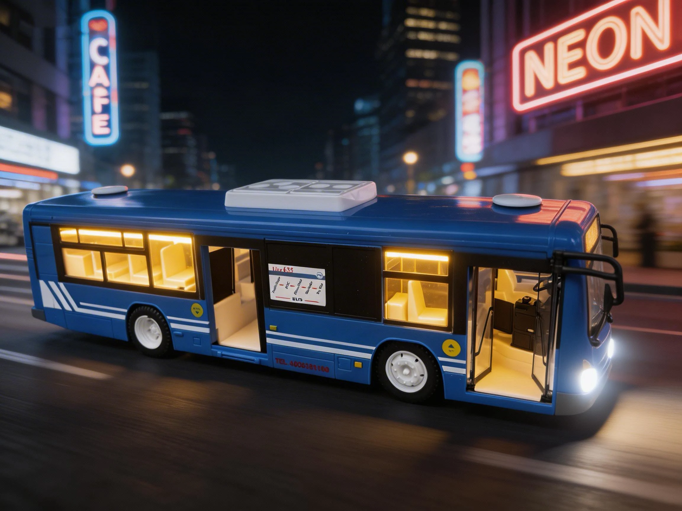 

C Bus Car E635-003 City Bus Transport Toy Car One-Button Auto Opening Doors Headlight Taillight w/Sound