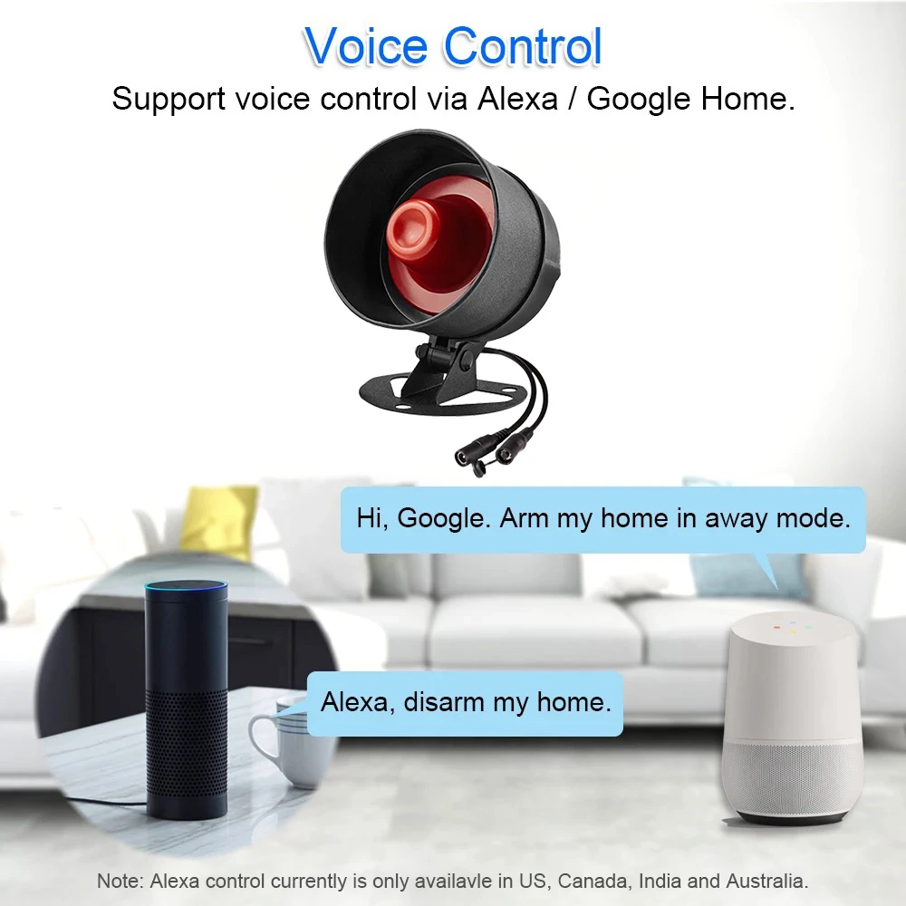 Tuya WiFi Siren Alarm System Wireless Loud Sound Alert Siren Kit Smart Life Siren Compatible With Alexa Google For Home Security