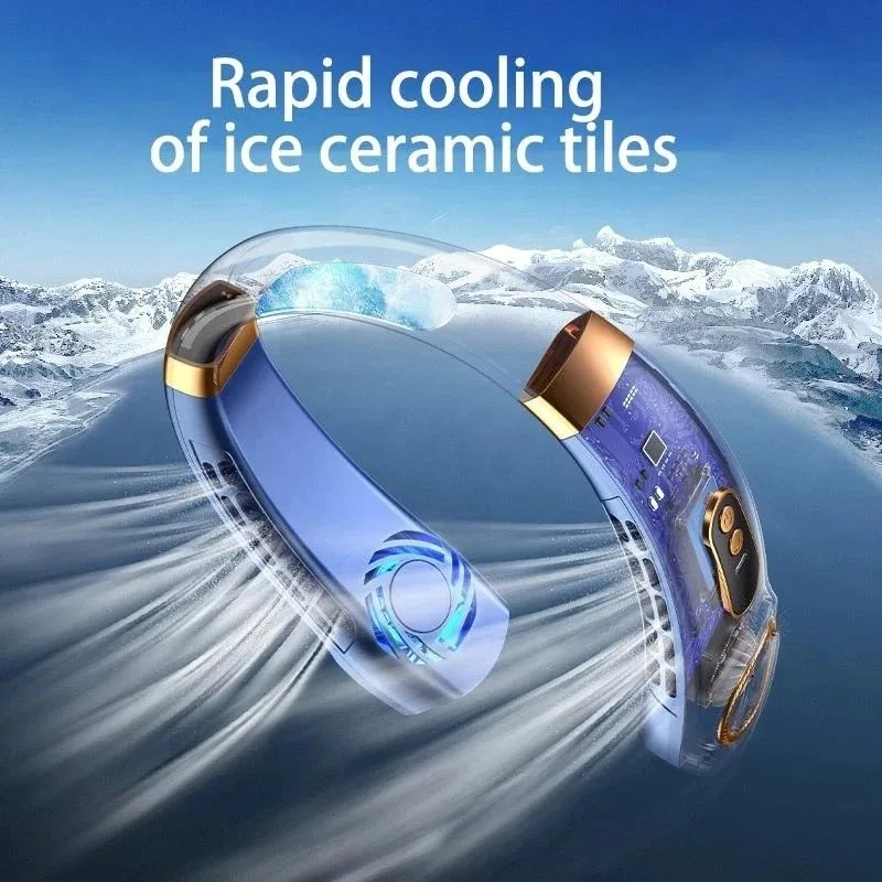 2026ミニハンギングネックファンポータブルブレードレスネックファンエアクーラーデジタルディスプレイ充電式エアコンネックベンチレーター