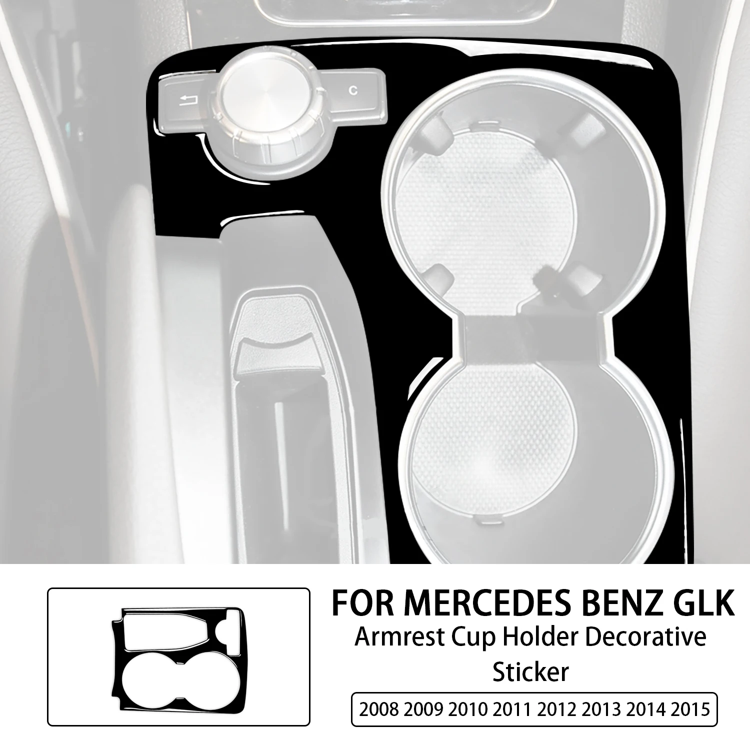 Dla Mercedes Benz GLK 2008 2009 2010 2011 2012 2013 2014 2015 akcesoria do samochodu czarny wewnętrzny podłokietnik uchwyt na kubek naklejki wykończeniowe ABS