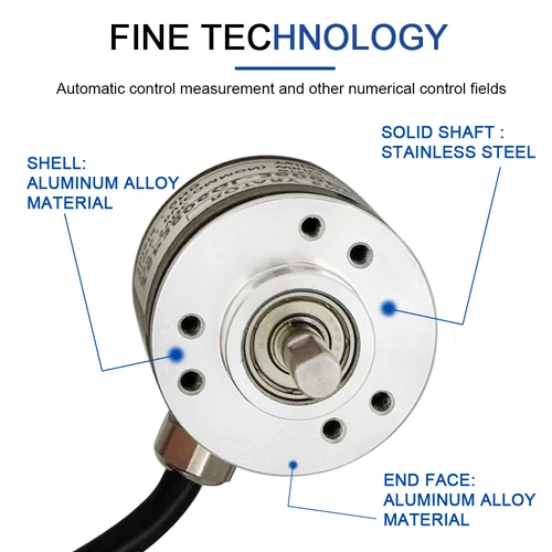 Imagen 2 del producto Cloweit Codificador Incremental de 38mm Sensor de interruptor óptico giratorio de eje de 6mm A、B/Z-2/3 fases 5/8 cable 10-1024-3600 PPR 5/24/30 VDC