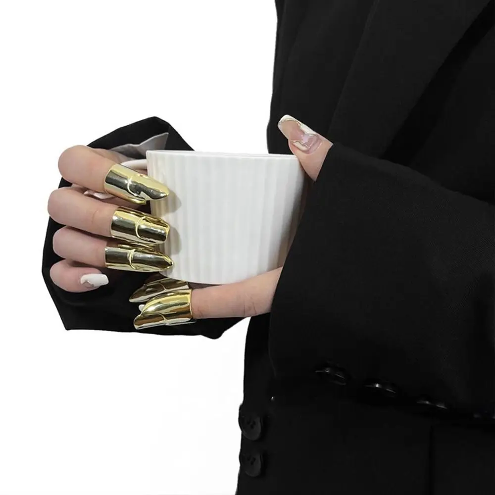 New Metal Nail Cover Ring Cosplay Hip Hop Finger Ring Party Jewelry Punk Armor Cover Women men