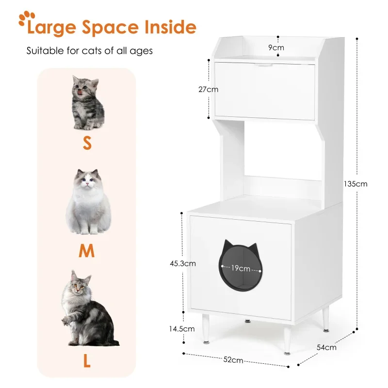 Cat litter box furniture industrial indoor cat house washroom pet crate storage cabinet