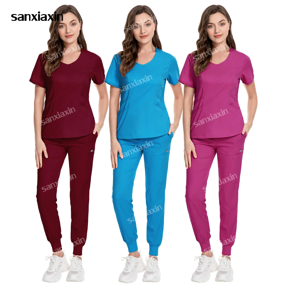 Beauty Spa Workwear Medical Scrubs Uniform Elastic Nurse Uniforms Fashion Slim Fit Top Pants Lab Overalls Nursing Accessories