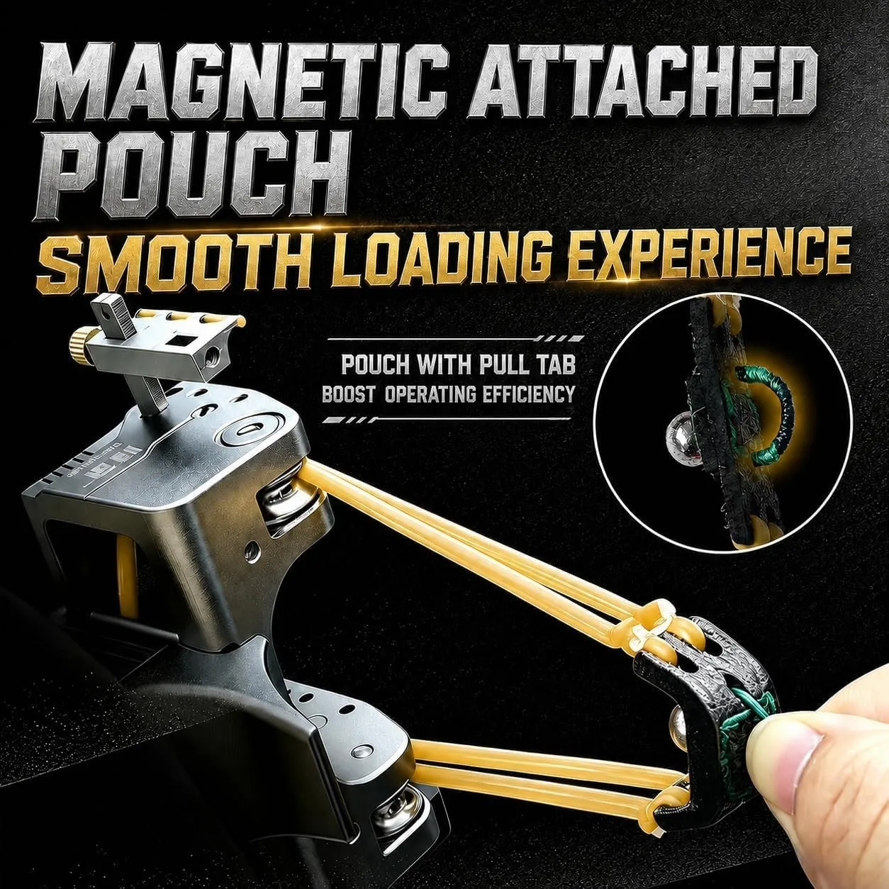 Semi Automatic Slingshot Kit, Aluminum Alloy High Precision Slingshot Set with 2 Dual Magazines Rubber Bands for Target Practice