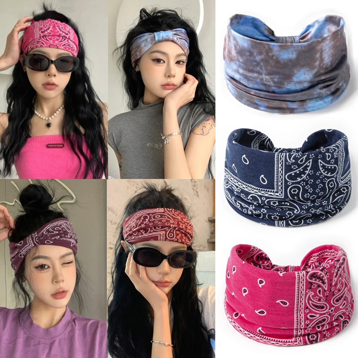 

Paisley Headband Elastic Hair Band For Women Life Tree Turban Twist Wide Head Wrap Yoga Sports Fitness Makeup Boho Headwear