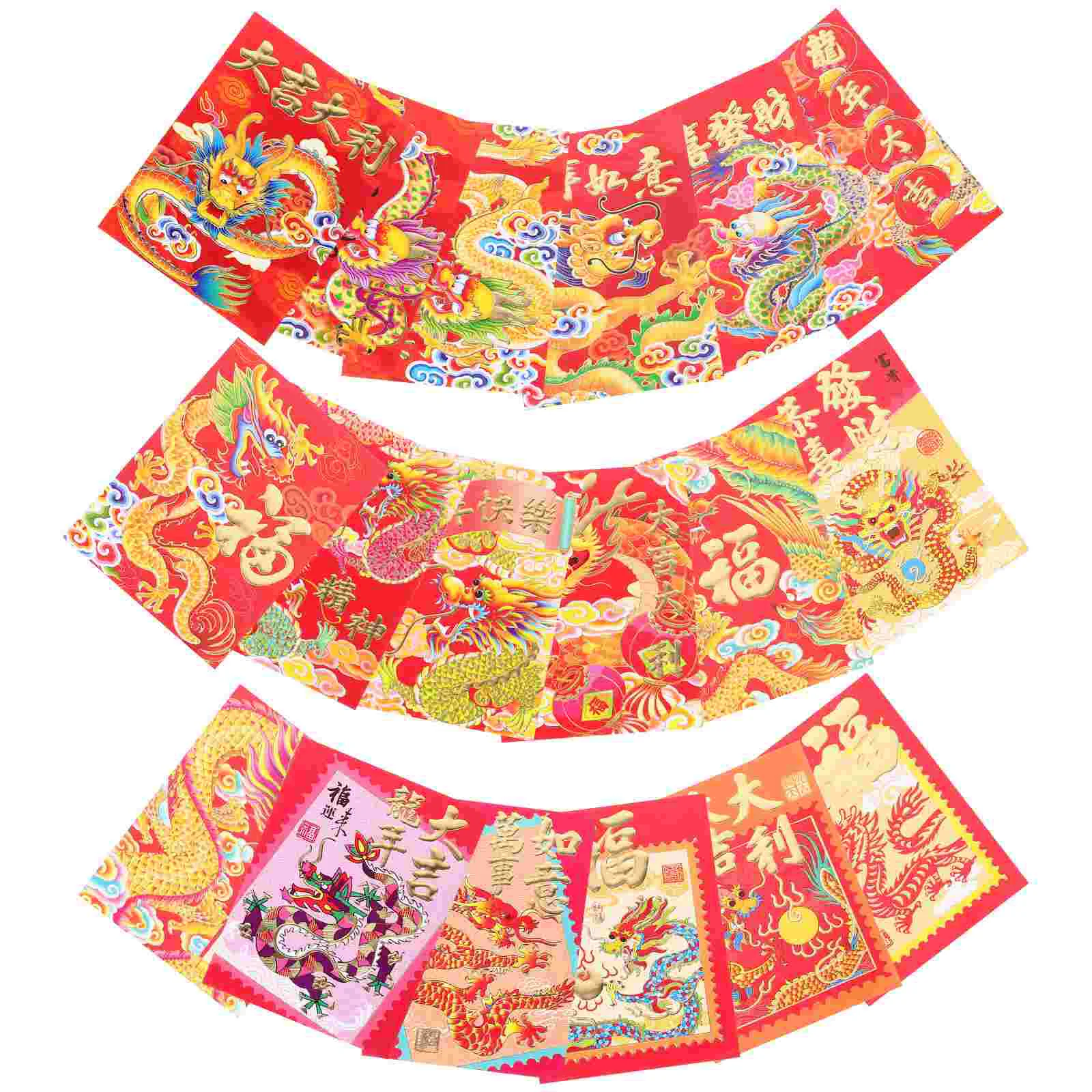 Lot d'Enveloppes Rouges Décoratives du Nouvel An Lunaire, Pochettes d'Argent en Papier de Style Chinois, 18 Pièces