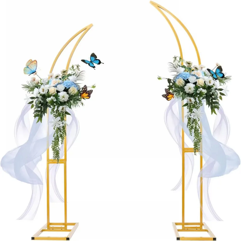 A Pair of Horn Wedding Flower Arch Frame,metal Arch Backdrop Stand Balloon Arch Decor for Party Events,photographic Background