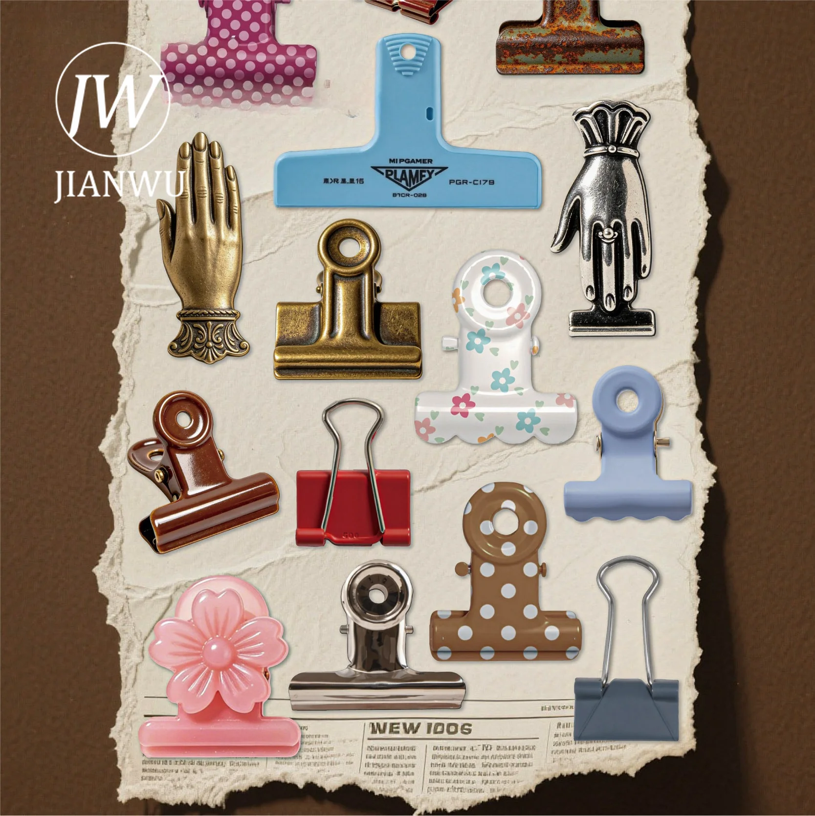 JIANWU Vintage Simulation Clip Shaped Landscape Material Collage Scrapbooking Sticker Creative DIY Journal Stationery