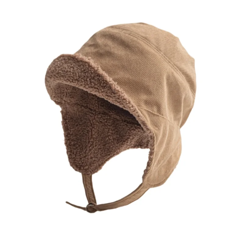 AliExpress EODJCUE Japanese Solid Color Corduroy Flying Hat Winter Men and Women Outdoor Versatile Warm Ear Protection Cycling Skiing Bomber Hats