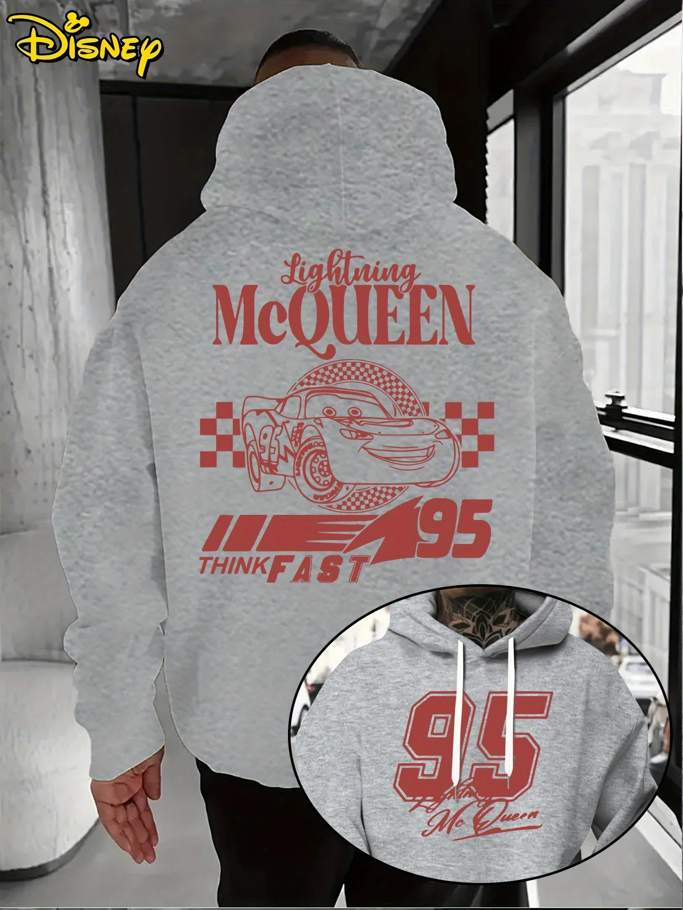 ديزني سيارات البرق ماكوين الرجال هوديي الخريف الشتاء عارضة للجنسين البلوز البلوز رياضية الملابس هودي المتضخم #4