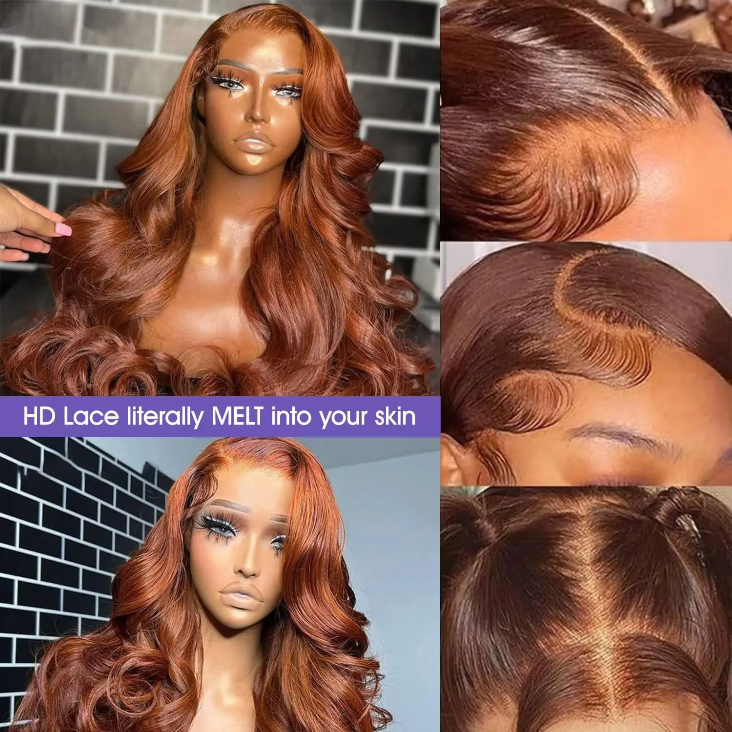 Lemoda 210% الزنجبيل 13x6 كامل الدانتيل أمامي خصلات الشعر المستعار الإنسان الجسم موجة 13x6 HD الدانتيل الشفاف الجبهة الباروكات 22 بوصة البرازيلي العذراء #2