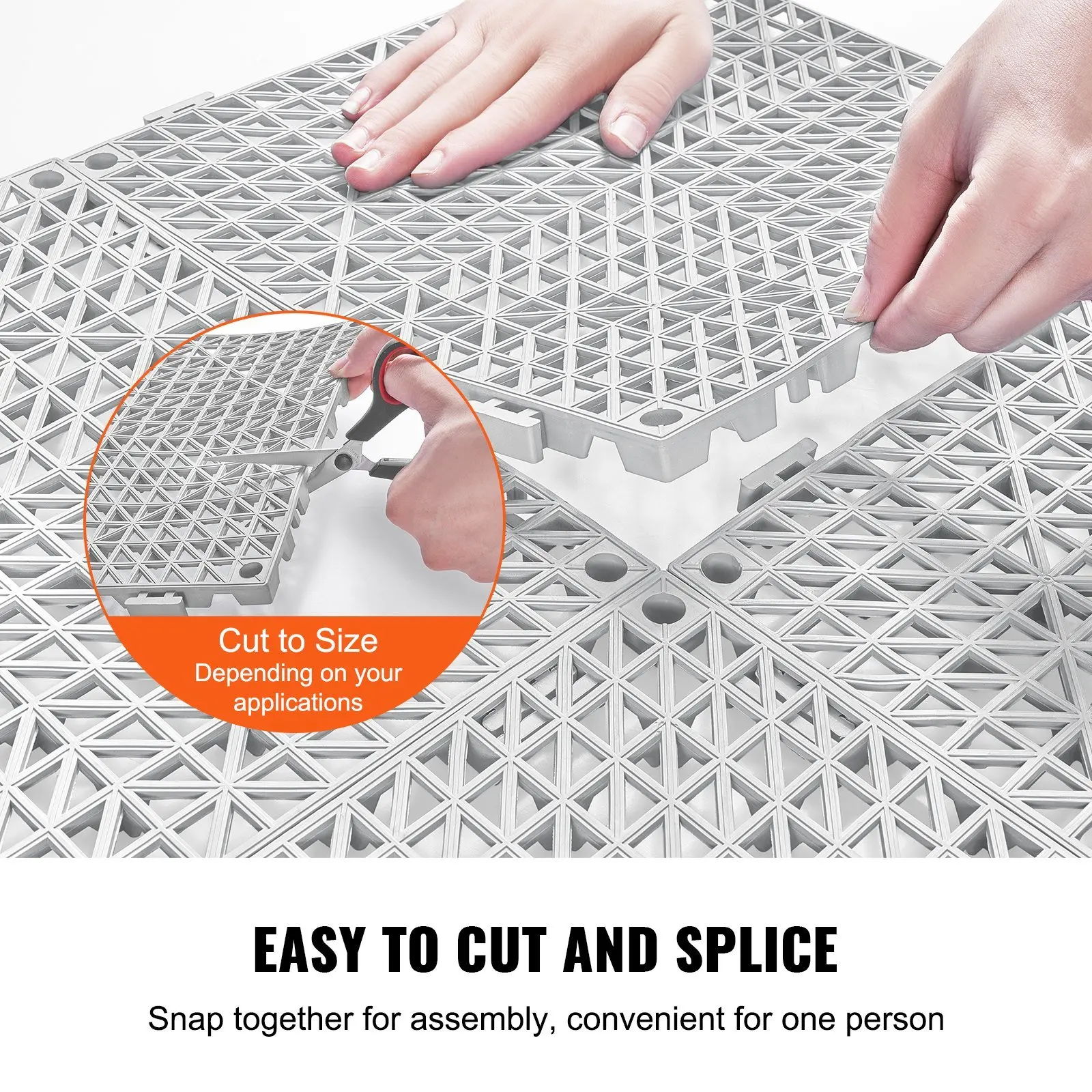 NEW Interlocking Tile 50PCS Gray Drainage Tiles 12" x 12" Splicing Soft PVC Interlocking Drainage Floor Tiles Non-Slip Drai